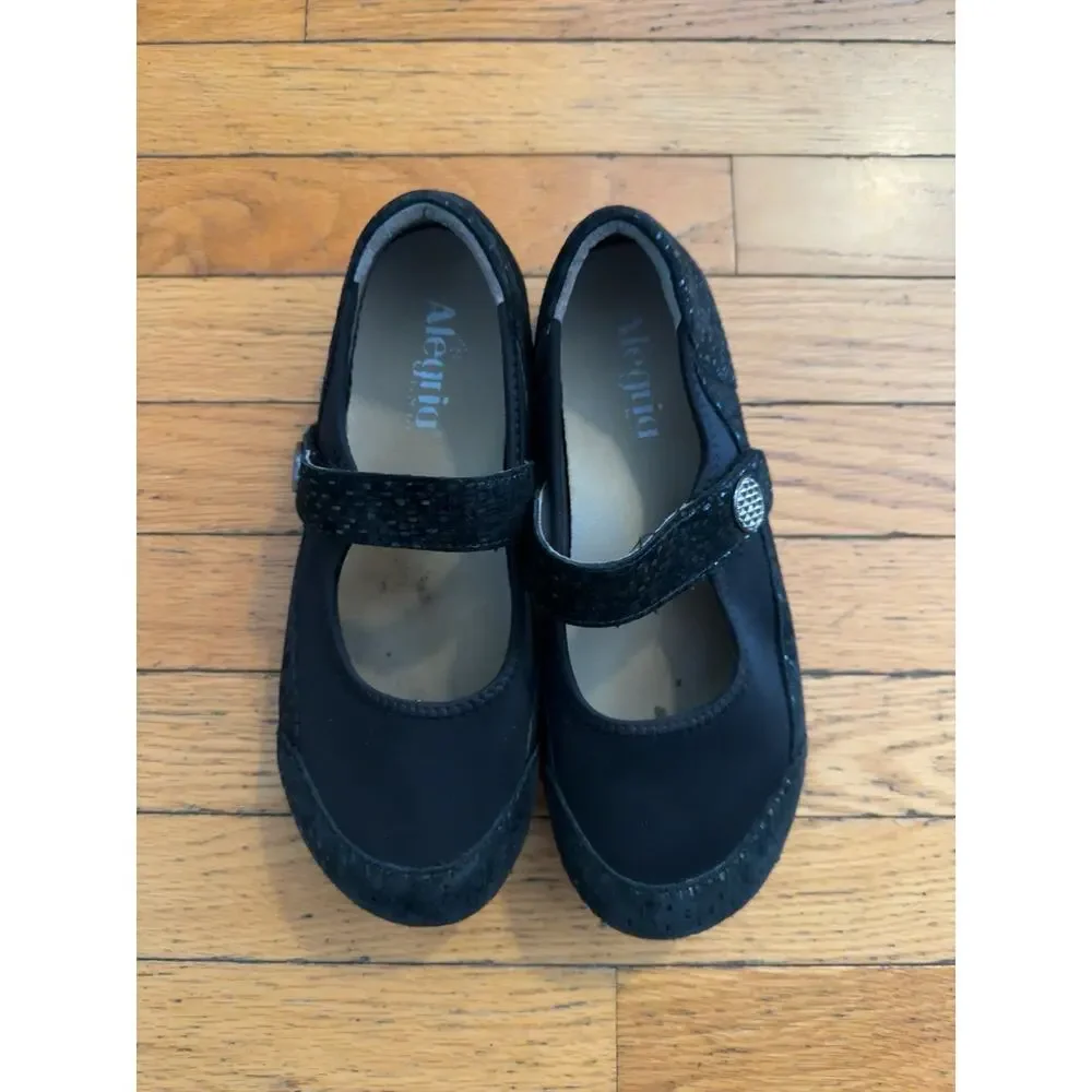 Alegria GEM765 Black Mary Jane Comfort Shoes Women’s Size 39 US 9 Glitter